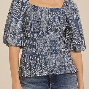 Smocked Paisley Blouse